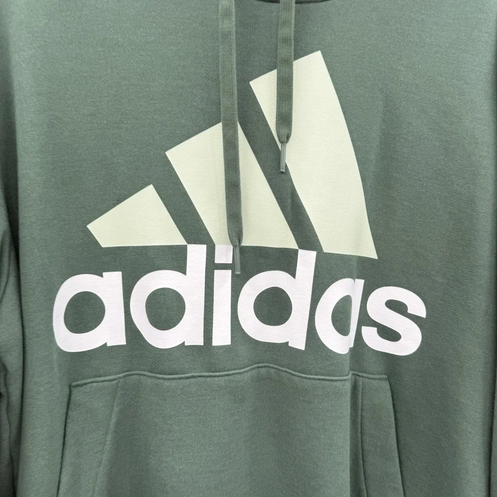 Adidas Sweatshirt Hoodie‎ Fleece Green White Size Large